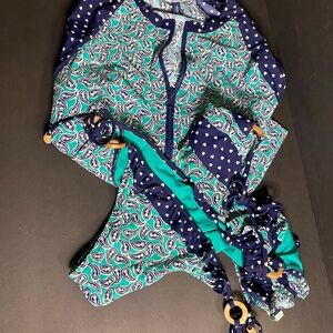 Sperry Teal and Navy Swimwear Bikini with Matching Swim Shirt